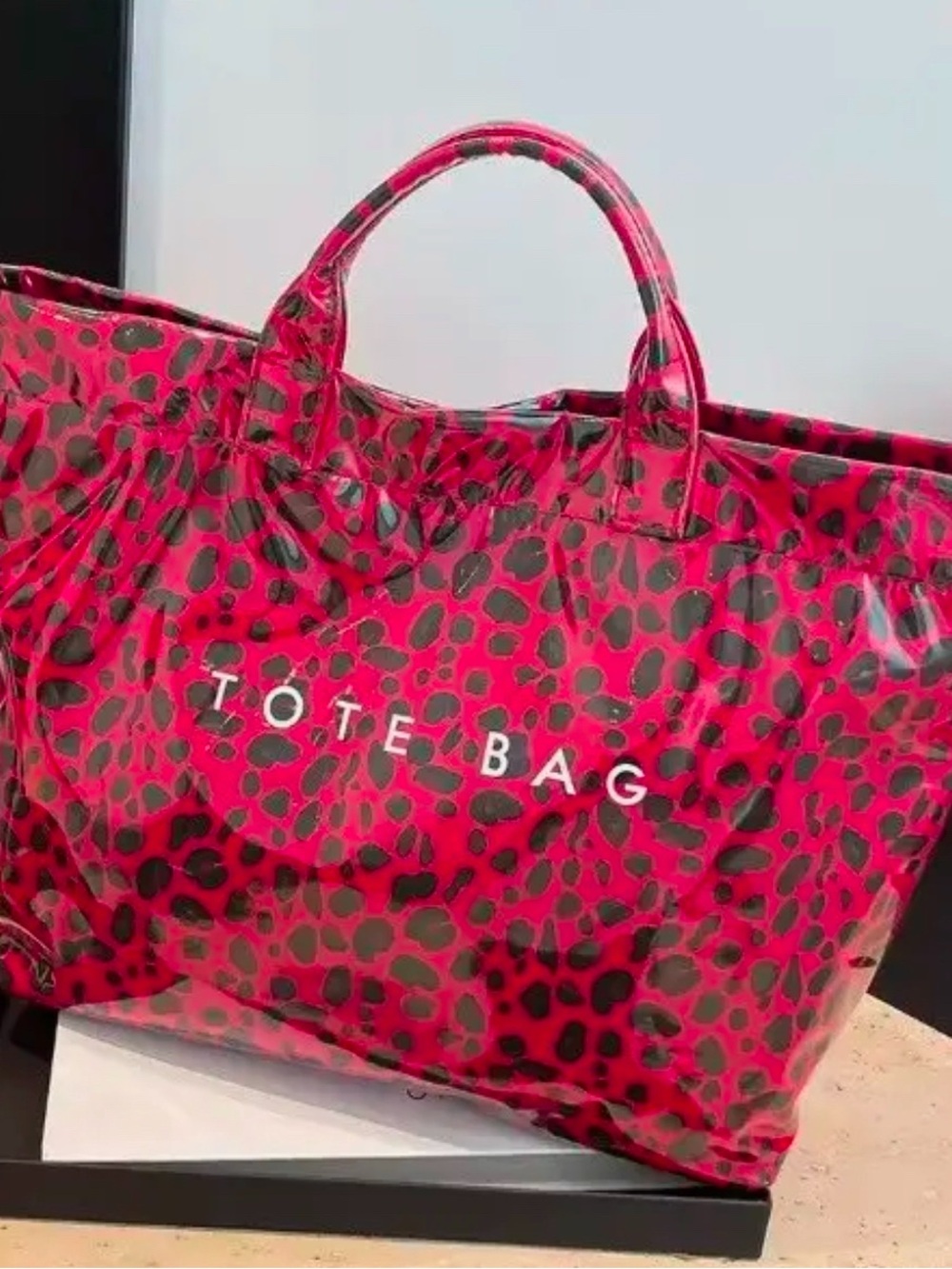 Tote Bag Pink Leopard Print Carryall